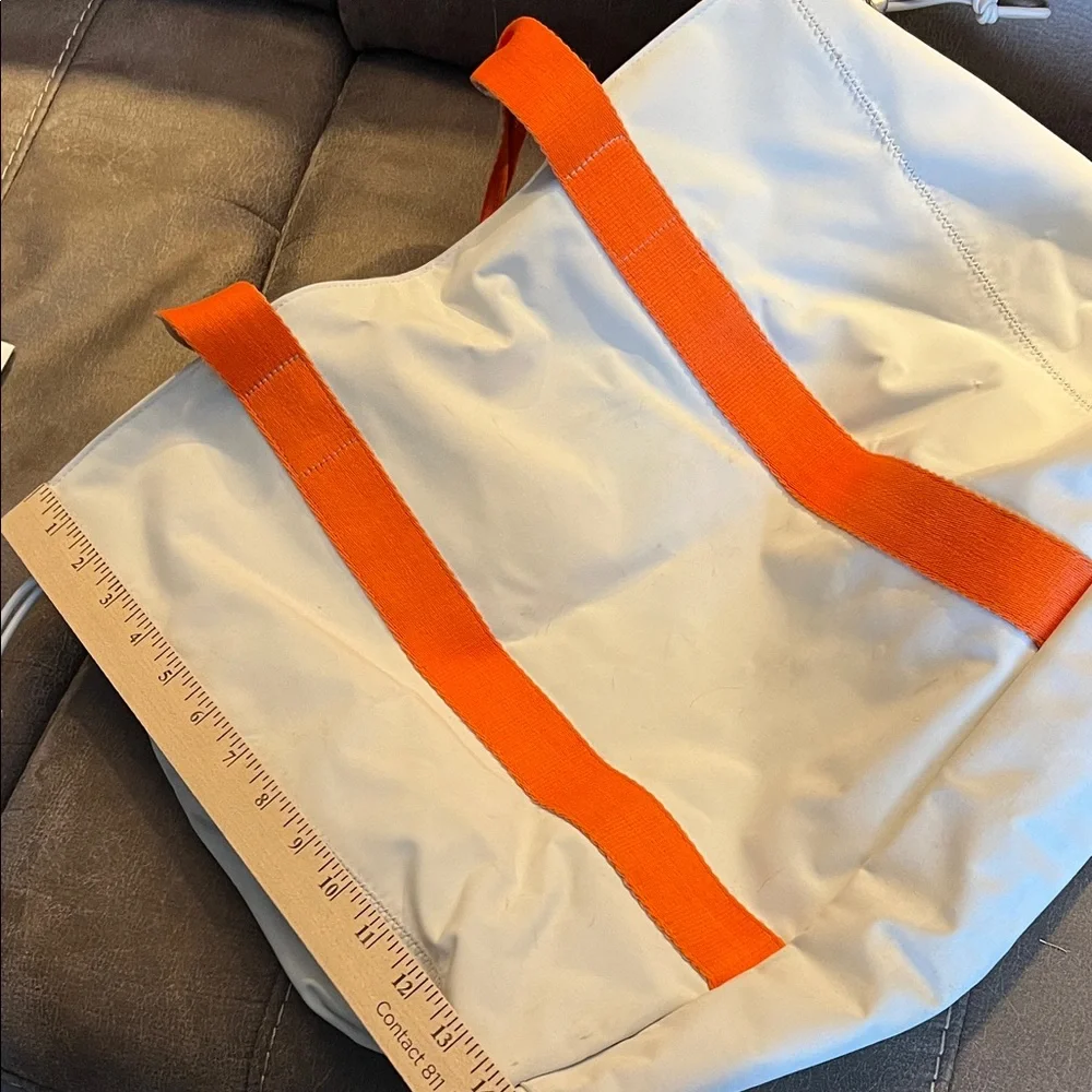 Banana Republic White Tote Bag with Orange Handles